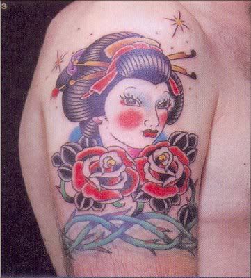 Nice Japanese Tattoo - Geisha With A Flower Tattoo