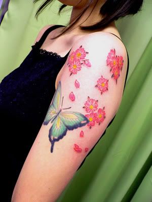 butterfly and flower tattoo. Butterfly and Flowers Japanese