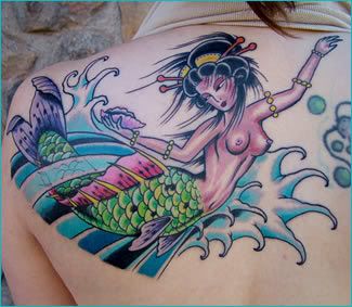 Home Design on Best World Class Tattoo  Geisha Mermaid Tattoo Design On Back Body