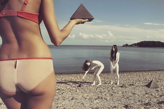 pyramid,triangle,mystical,underwear,beach,lake