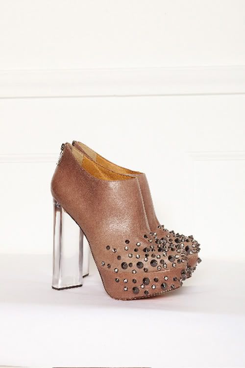 elery,studs,lucite,ankle boot,camel