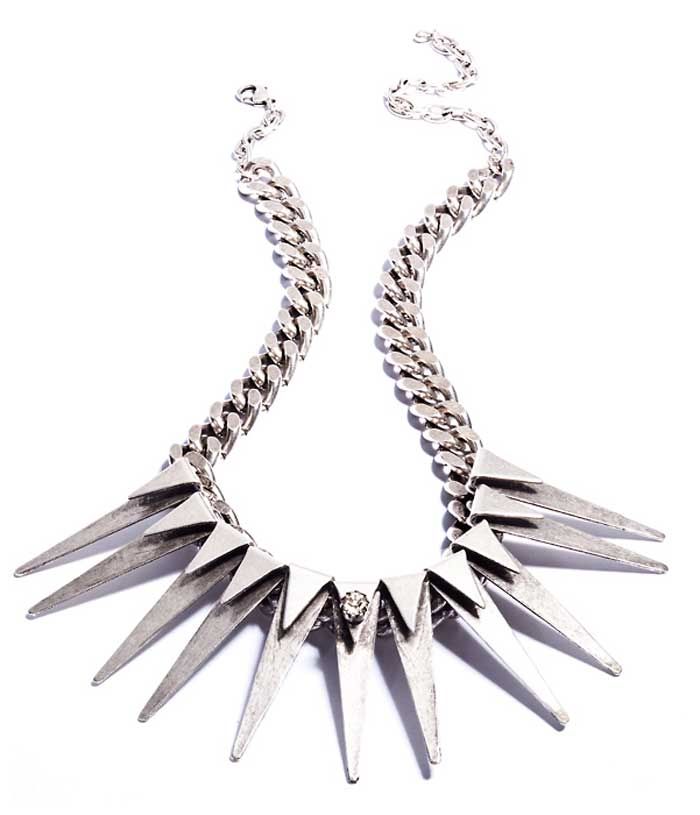 spikes,silver,metal,necklace
