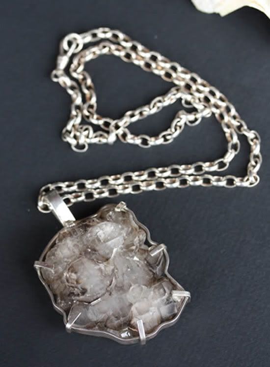 crystal,silver,quartz,pendant,necklace,organic,earthy
