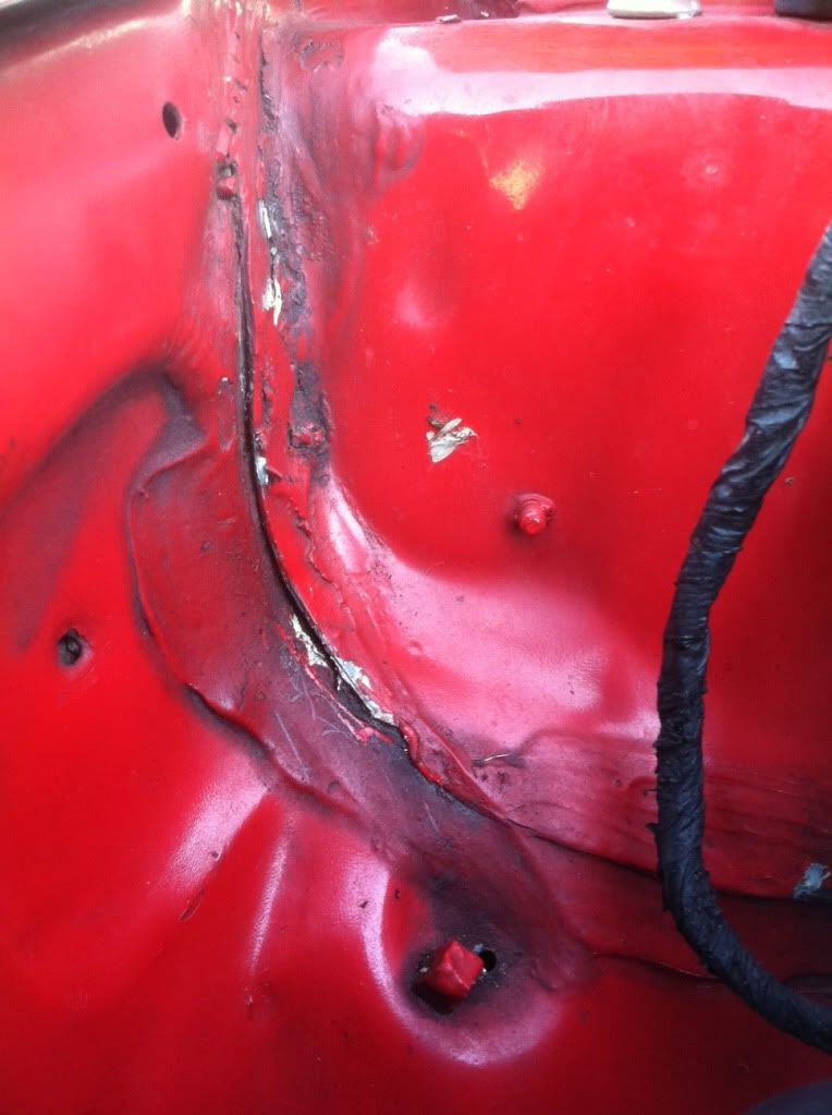 Is my strut tower about to go or is this just a seam sealer crack? VW